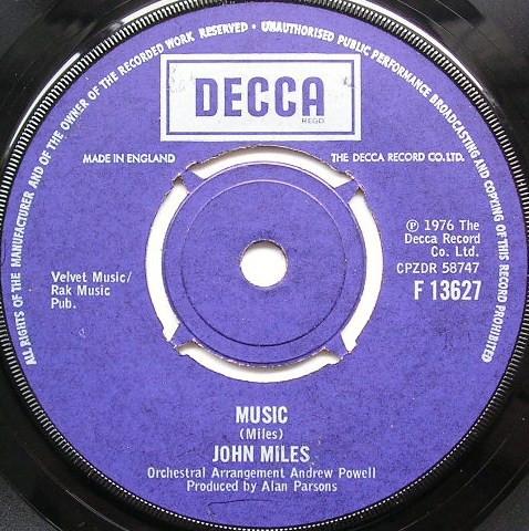 

7inch Record JOHN MILES - Music F13627 Decca 1976 UK Rock Used