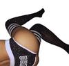 Stylish Rhinestone Women's Over-the-Knee Socks with Three-Stripe Design - XS02