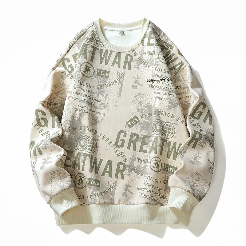 New Men's Sweatshirt Spring Autumn Casual Versatile Young Handsome Pullover Round Neck Long-sleeved T-shirt