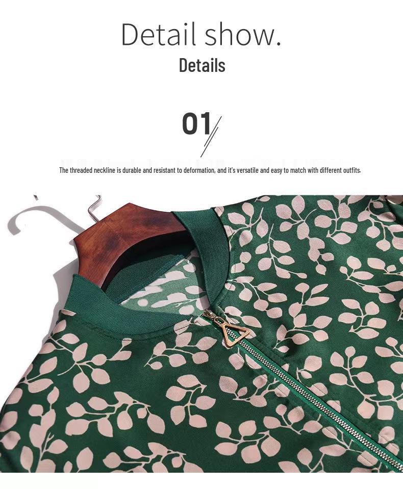 Spring Slim Fit Two-Piece Set: Casual Round Neck Jacket & Chiffon Shirt for Middle-aged & Elderly Women - Plus Size, Sun Protection