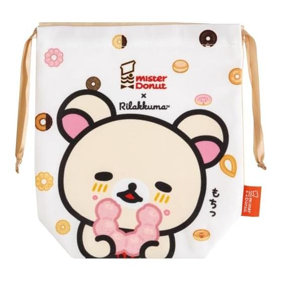

San-X Rilakkuma Rilakkuma x Mister Donut Drawstring Purse Korilakkuma & Chiroikoguma CA73802 H185 x W170 x D70mm