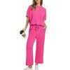 2025 Summer Women's Casual Set: Short-Sleeve Top & Wide-Leg Seven-Point Pants