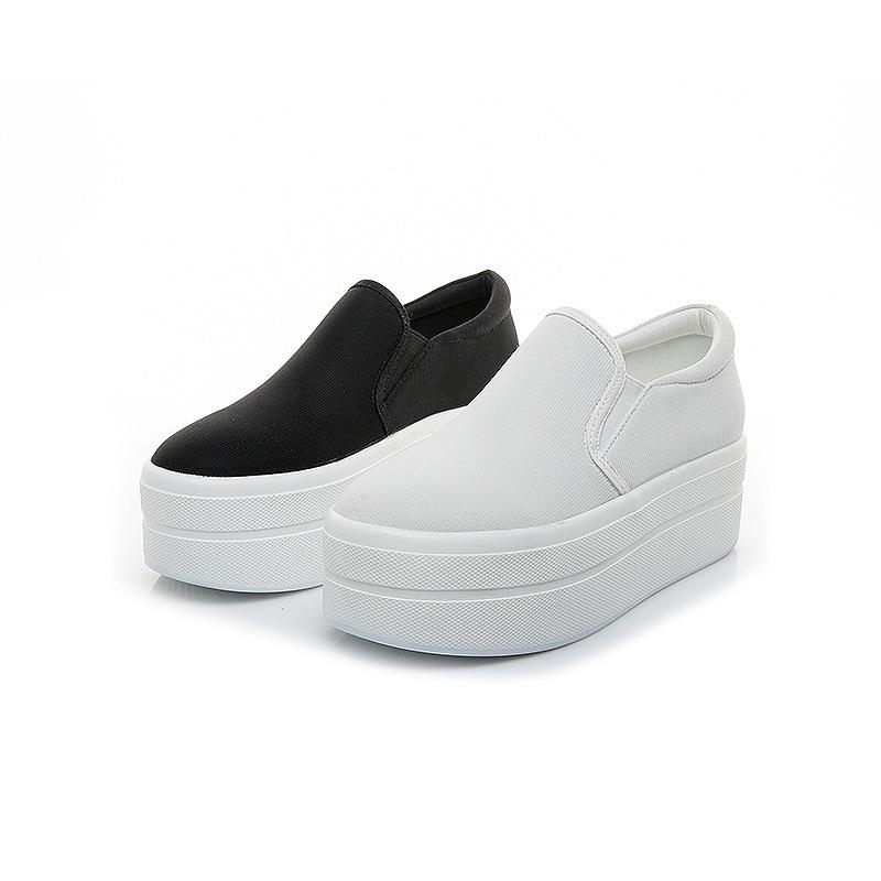 Wenzhou thick-soled 6cm women's shoes canvas breathable round head casual shoes four seasons flat heel muffin shoes women