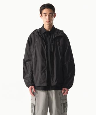[City Leisure] Lightweight Stitch Windbreaker Jacket [Black]