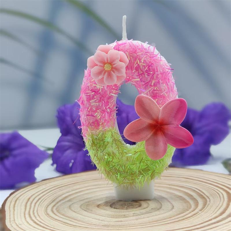Creative Design Birthday Cake Frangipani Digital Candle Independent Packaging Party Decoration Handmade DIY Candle