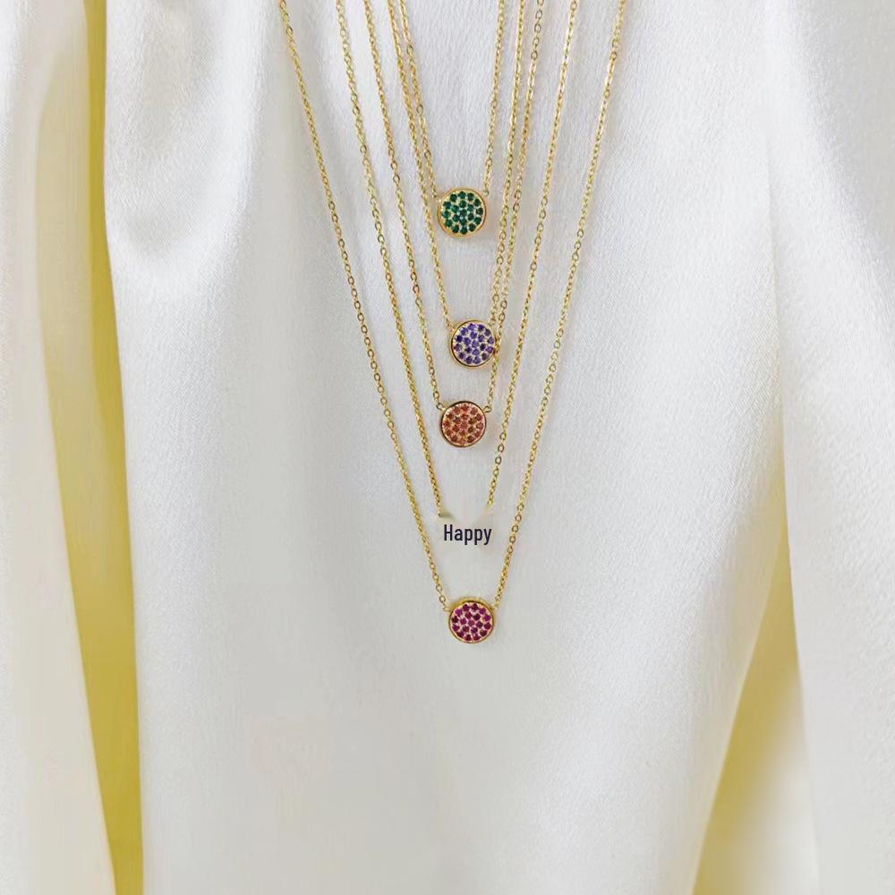 Vielseitige Edelstahlkette mit vollem Diamantanhänger und Dezember-Geburtsstein