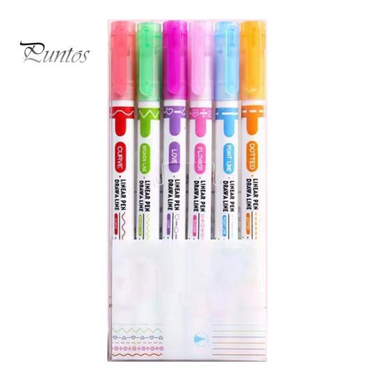 

Набор из 6 маркеров для границ, графические маркеры, ручки для изогнутых границ, журнал, планировщик, скрапбукинг, художественные школьные принадлежности Bilateral