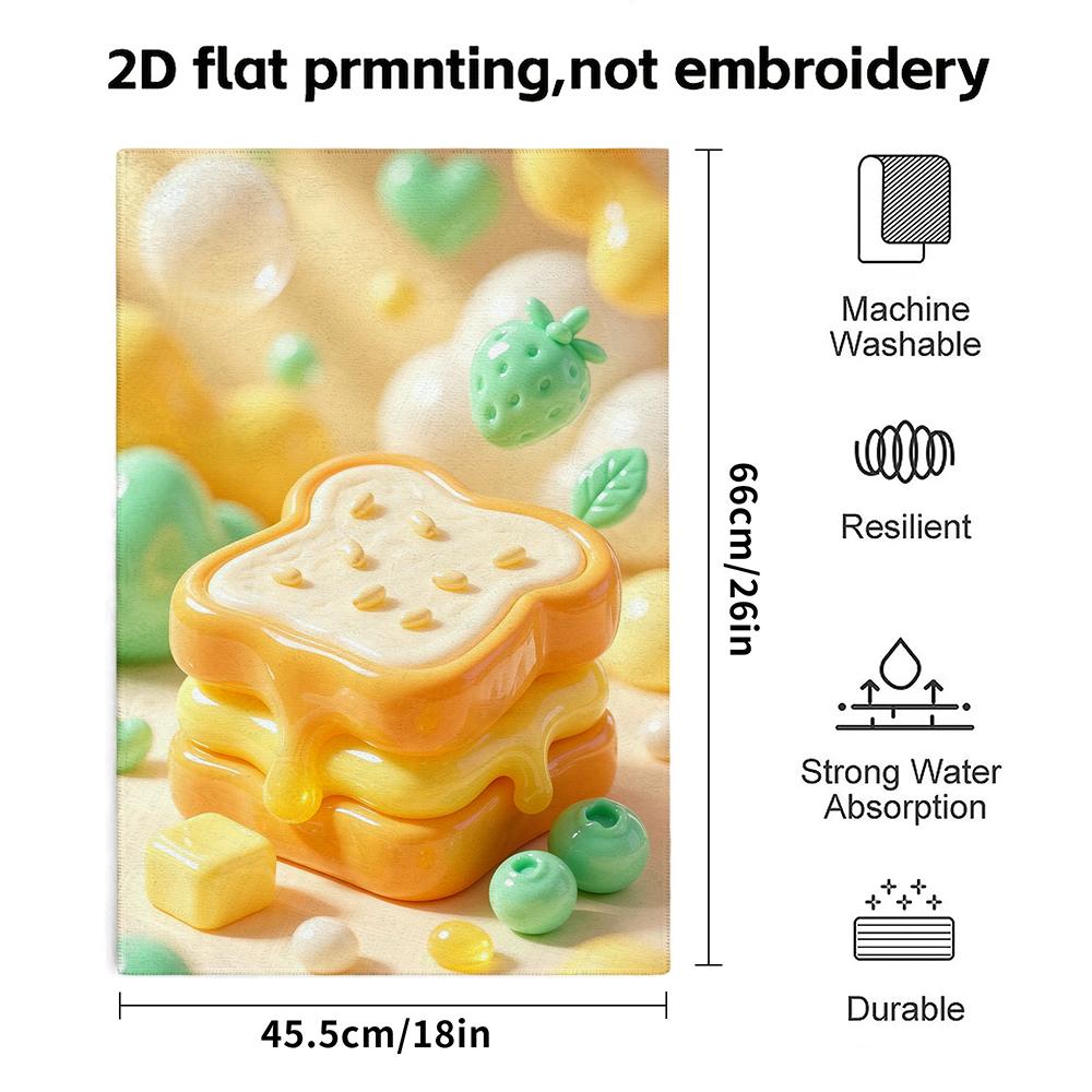 Toast Dessert Cute Print Towel, Quick Dry Absorbent Hand Towel for Bathroom