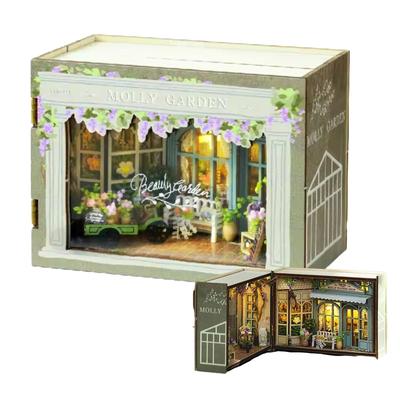 Hyack Dollhouse Book Nook Miniature House Paper Craft Craft Retro Pre-Cut (Flower Shop)