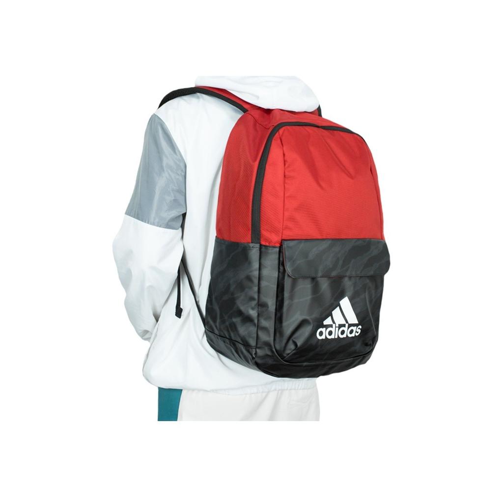 Adidas Color Block Zipper Backpack Unisex Backpack Light-Crimson Black DM2913