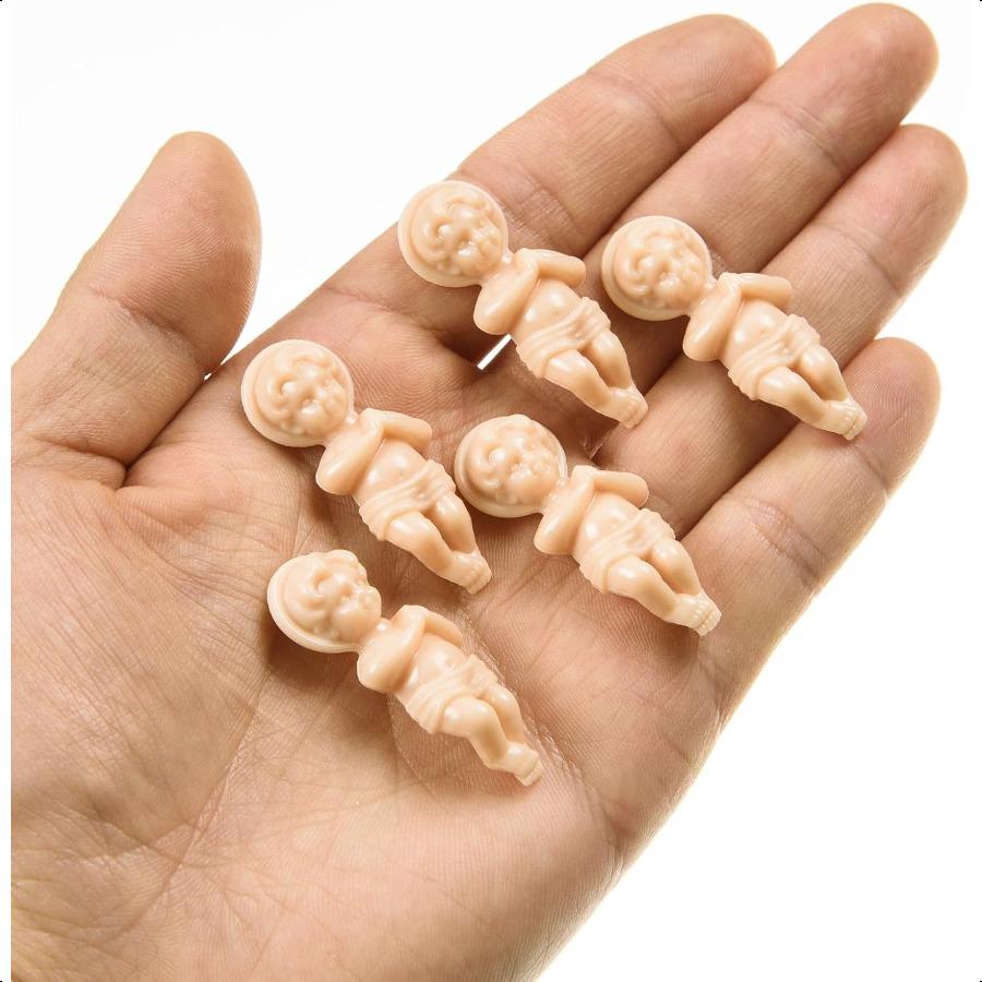 50 Pcs King Cake Baby Jesus Figurine 1.5'' King Cake Figure Plastic Mini Jesus Figures Mardi Gras Party Cake Toppers Decoration