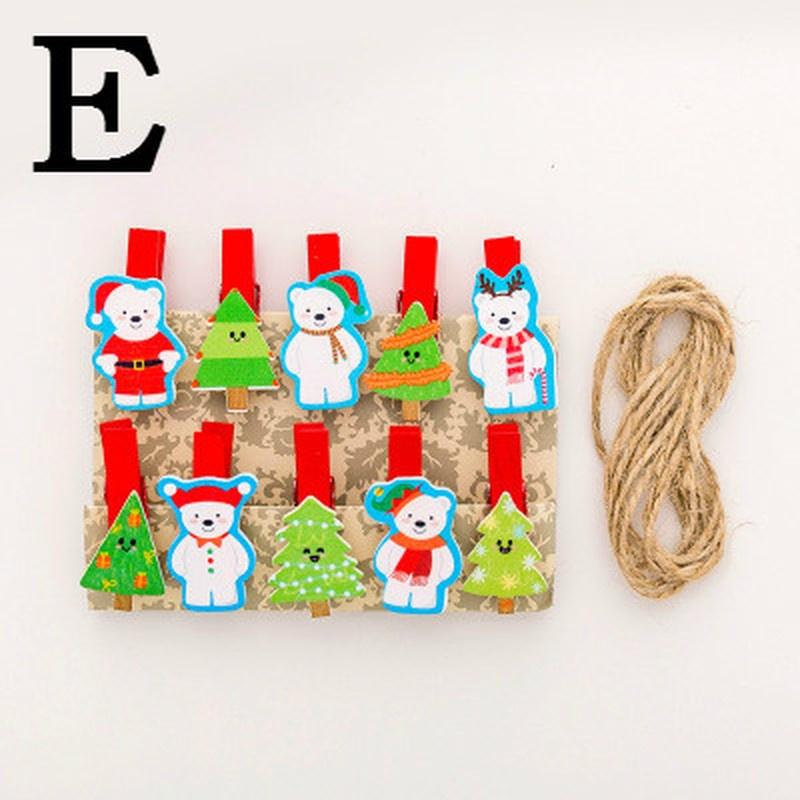 10Pcs/set Christmas Santa Claus Wood Clips Mini Wooden Clothes Photo Paper Pin Clothespin Craft Clip