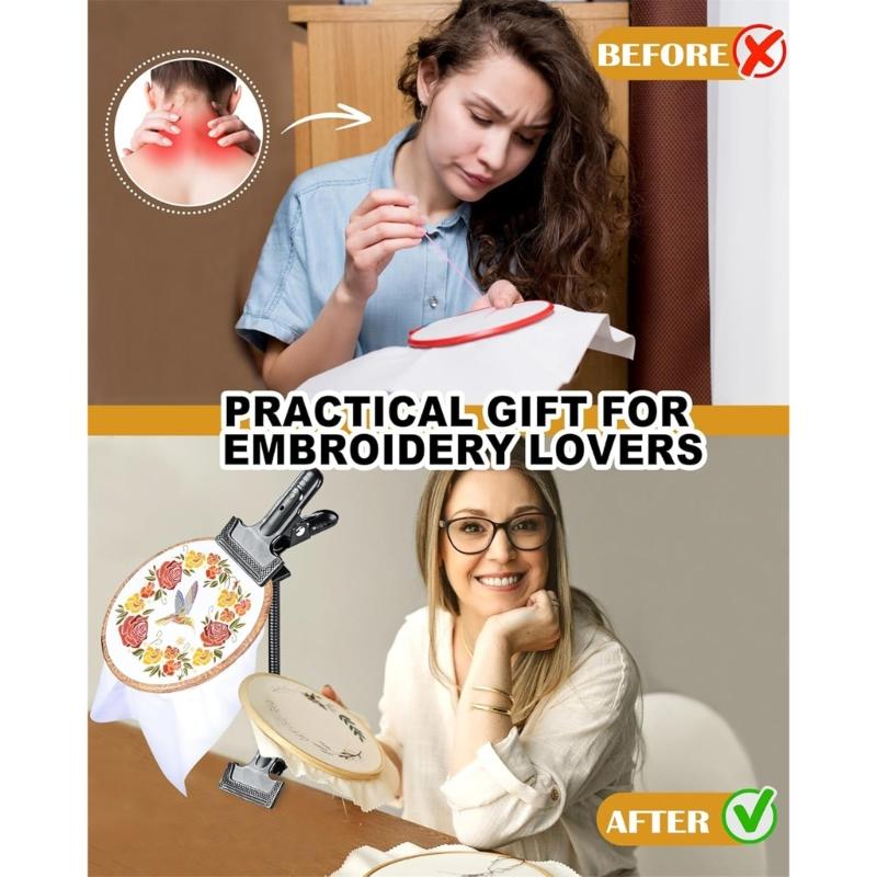 Adjustable 360 Degree Rotating Embroidery Stand With Sturdy Metal Frame And Foldable Designs For Easy Storage