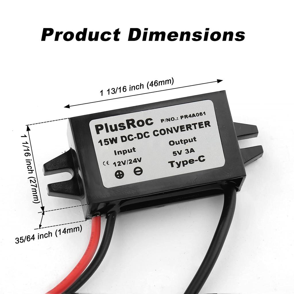 Waterproof 12V/24V To 5V Converter DC-DC Buck Module Power Adapter USB-A Female/C Type/Dual USB/Open Wire Connector