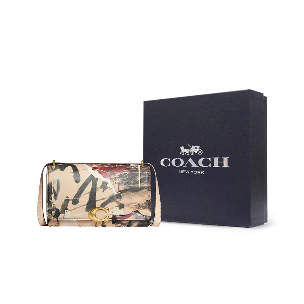 New COACH MINT+SERF Collaboration Bandit Cow Leather Shoulder Bag, Crossbody Bag Medium Size Women's Graffiti Color CE179-B4RHR