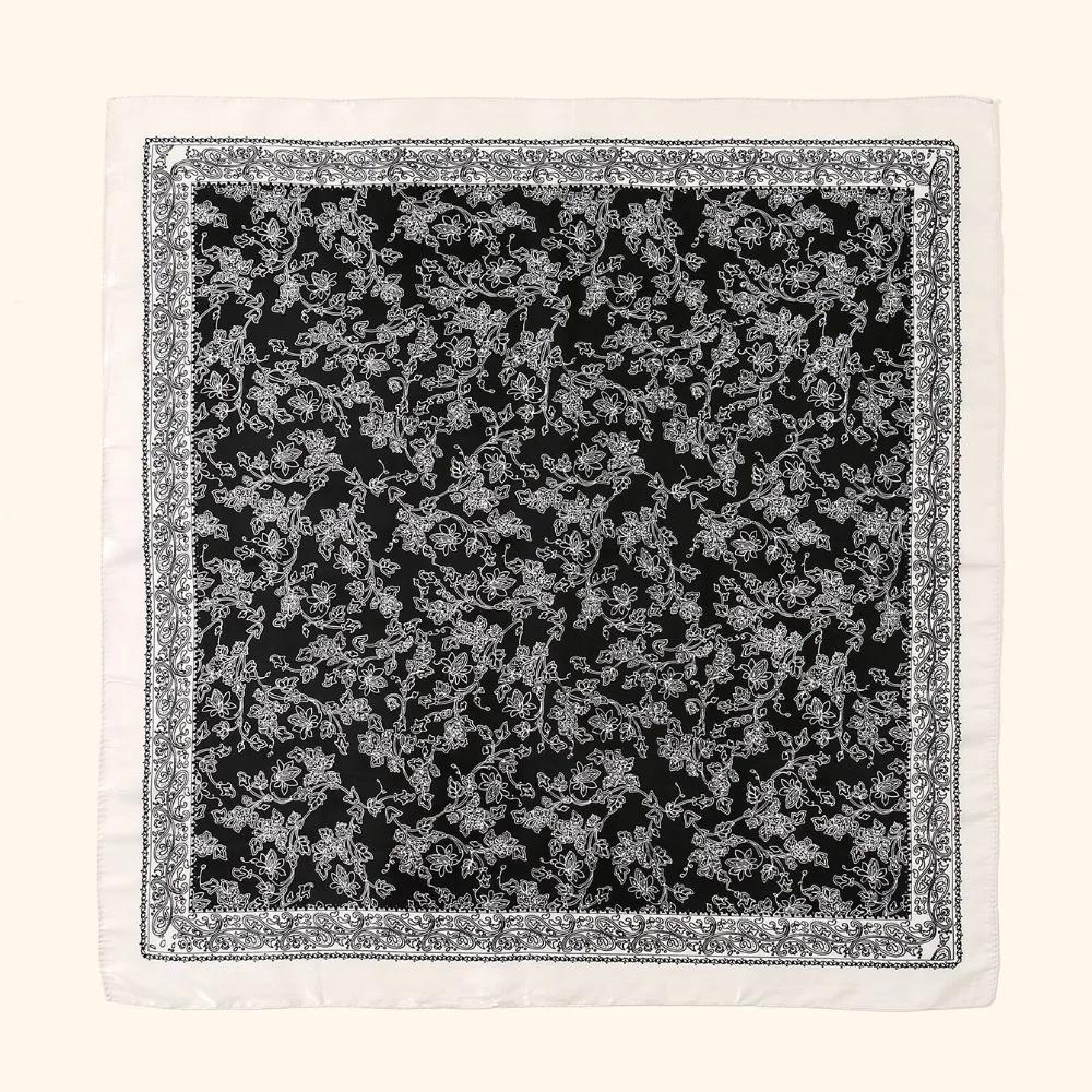 90*90 Cm  Solid Color Cashew Printed Silk Scarf Fashionable Versatile Square Scarf 90 Shawl With Multiple Colors Available