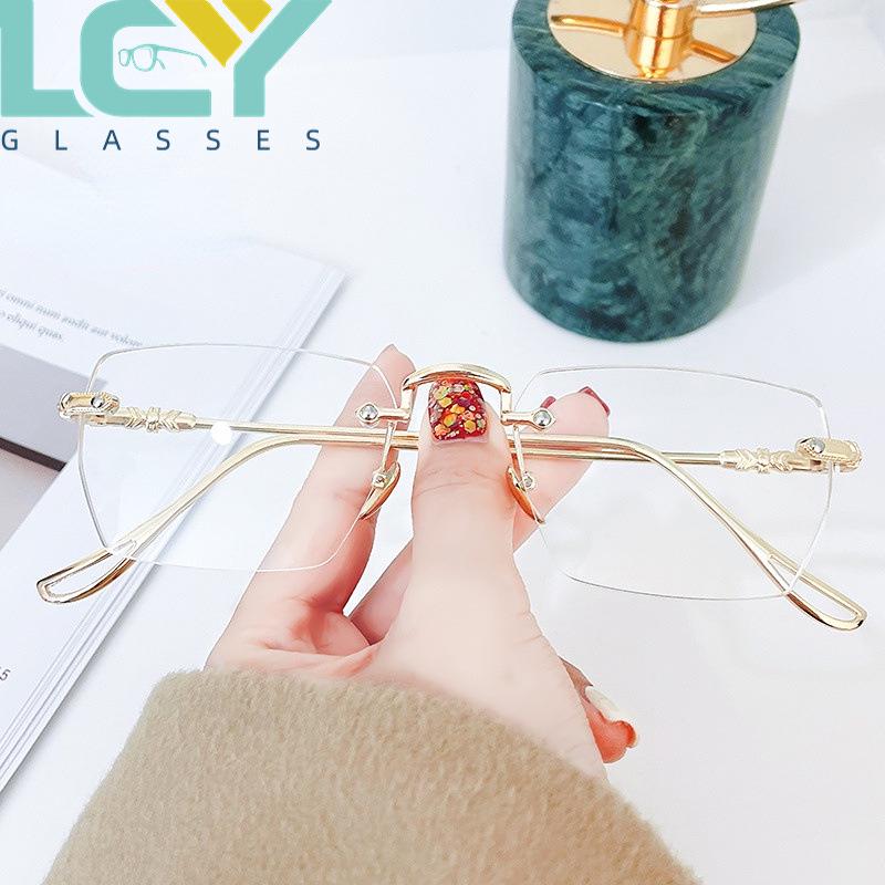 

Неправильной формы безободковые очки с блокировкой синего света по рецепту Blue Light Glasses золотой