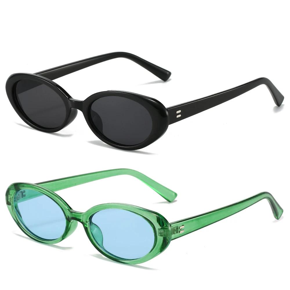 Retro Oval Sunglasses for Women Men Fashion Small Oval Sunglasses 90s Vintage Shades 2 Pieces a Lot