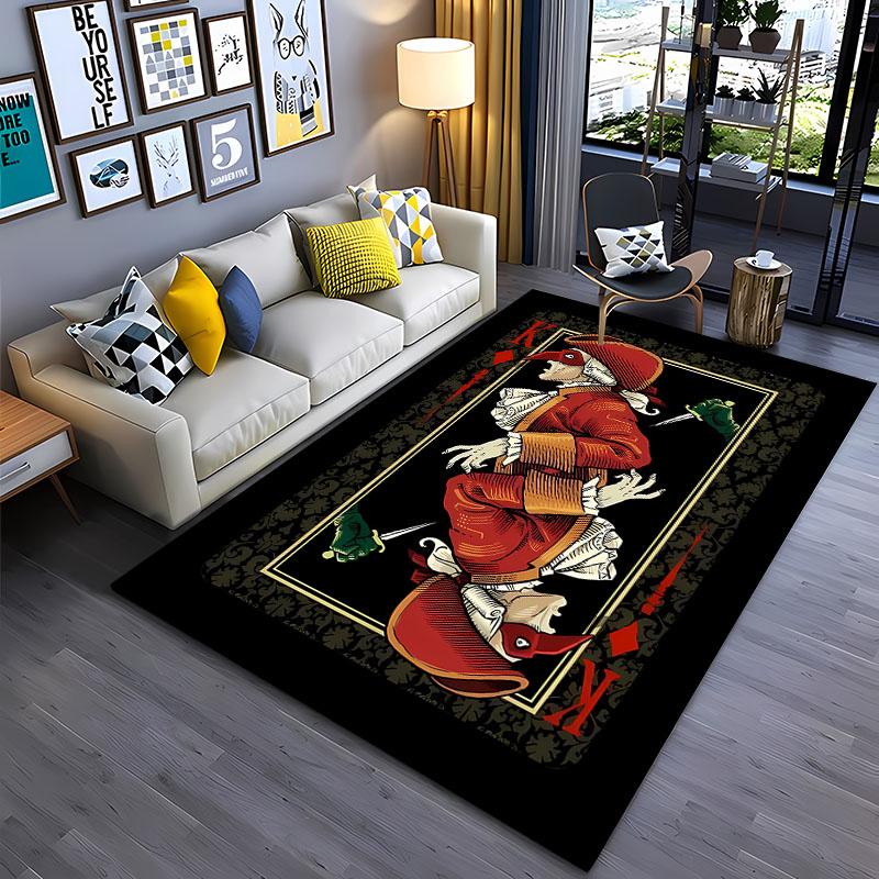 3D Printing Interesting Poker Area Rug,Carpet for Living Room Bedroom Sofa Doormat Decor,Kids Game Non-slip Floor Mat Alfombra