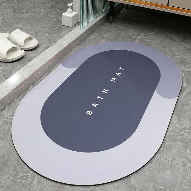 Custom Anti Non slip Quick Drying Soft Super Water Absorbent Floor Shower Mats Rubber Diatomite Bath Bathroom Rug Mat