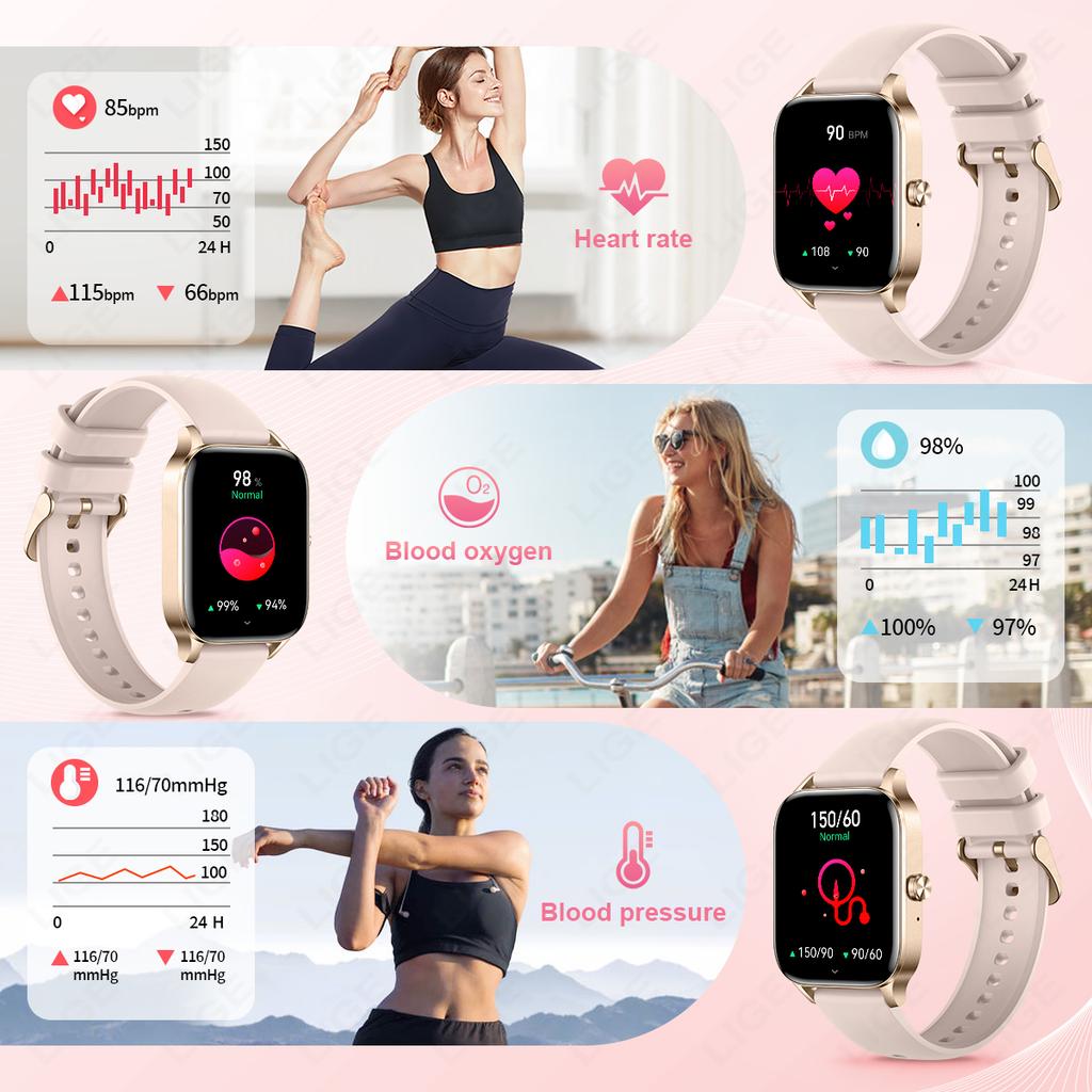 2025 Nouvelle Montre Connectée Tendance pour Femmes Écran HD 1,85" Cadran de Montre Personnalisé Montre Moniteur de Santé pour Femmes Appel Bluetooth Montres Connectées Sportives