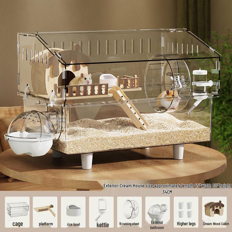 Luxury Acrylic Hamster Villa - Transparent Breeding Cage with Nest