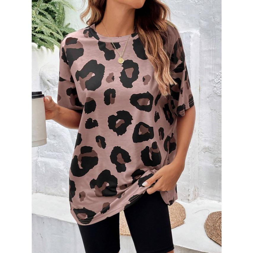Summer Round Neck 3D Leopard Print T-shirts Fashionable Casual Short Sleeved Women's T-shirts