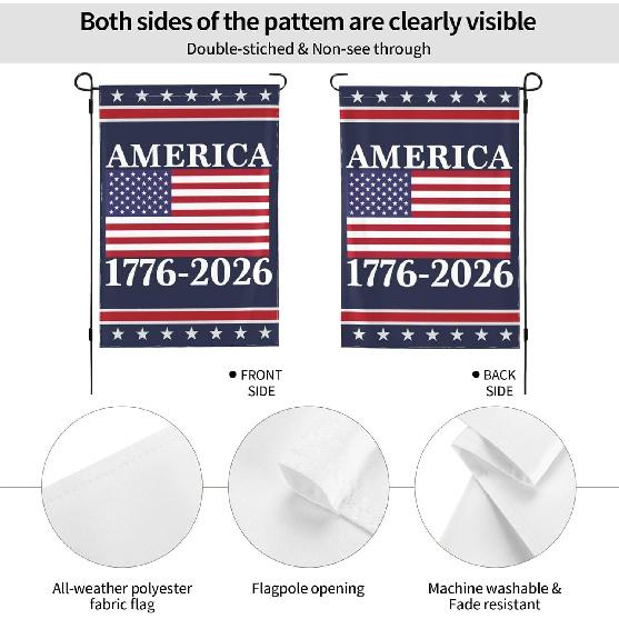 America 250th Birthday Garden Flag 12x18 1776 2026 America 250 Years Anniversary Yard Sign God Bless Usa Patriot House Flag No Flagstand