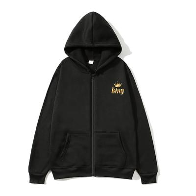 Bluza z kapturem King And Queen z zamkiem błyskawicznym Oversized z kapturem Streetwear damska bluza z kapturem damska z kieszenią długi rękaw jednolity kolor bluza z kapturem z zamkiem błyskawicznym