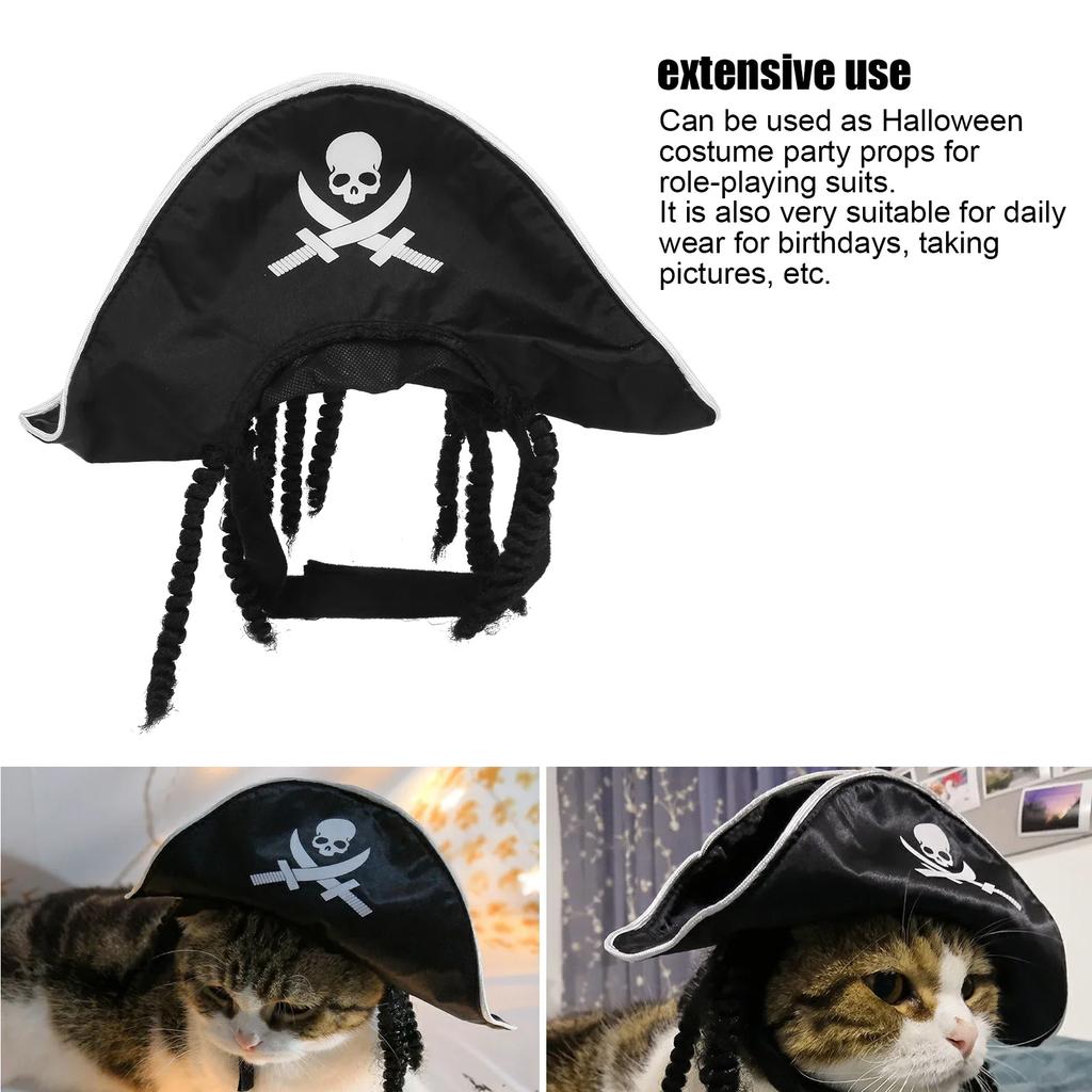 Pet Pirate Hat Durable Fun Halloween Party Hat Suitable For Cats And Dogs