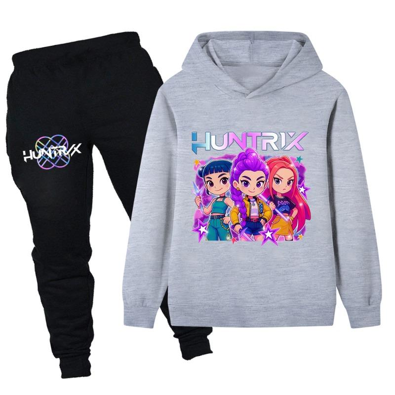 Winter Casual Comfortable Witch Hunting Group Printed Children's Set Hooded Sweatshirt Set
