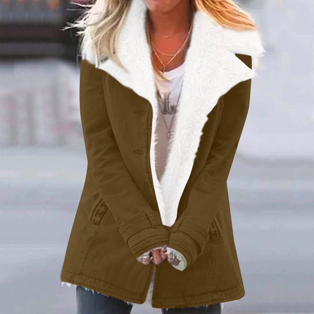 Women's Solid-color Loose Long-sleeved Fashionable Plus-size Warm Fleece Jacket