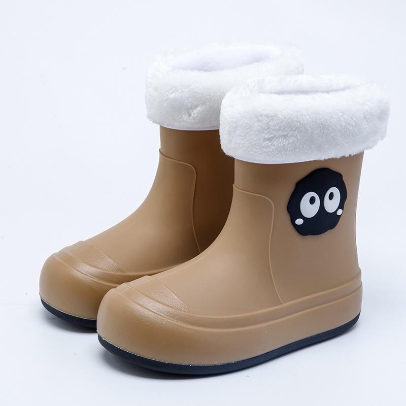 Japanese cute children's parent-child rain shoes women's students middle and older children's non-slip soft-soled rain boots velvet super soft waterp