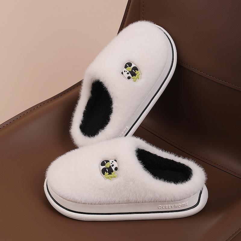 

Cotton slippers women s autumn and winter 2025 new home indoor home thick bottom plush warm couple cartoon cotton drag men 36-37 білий