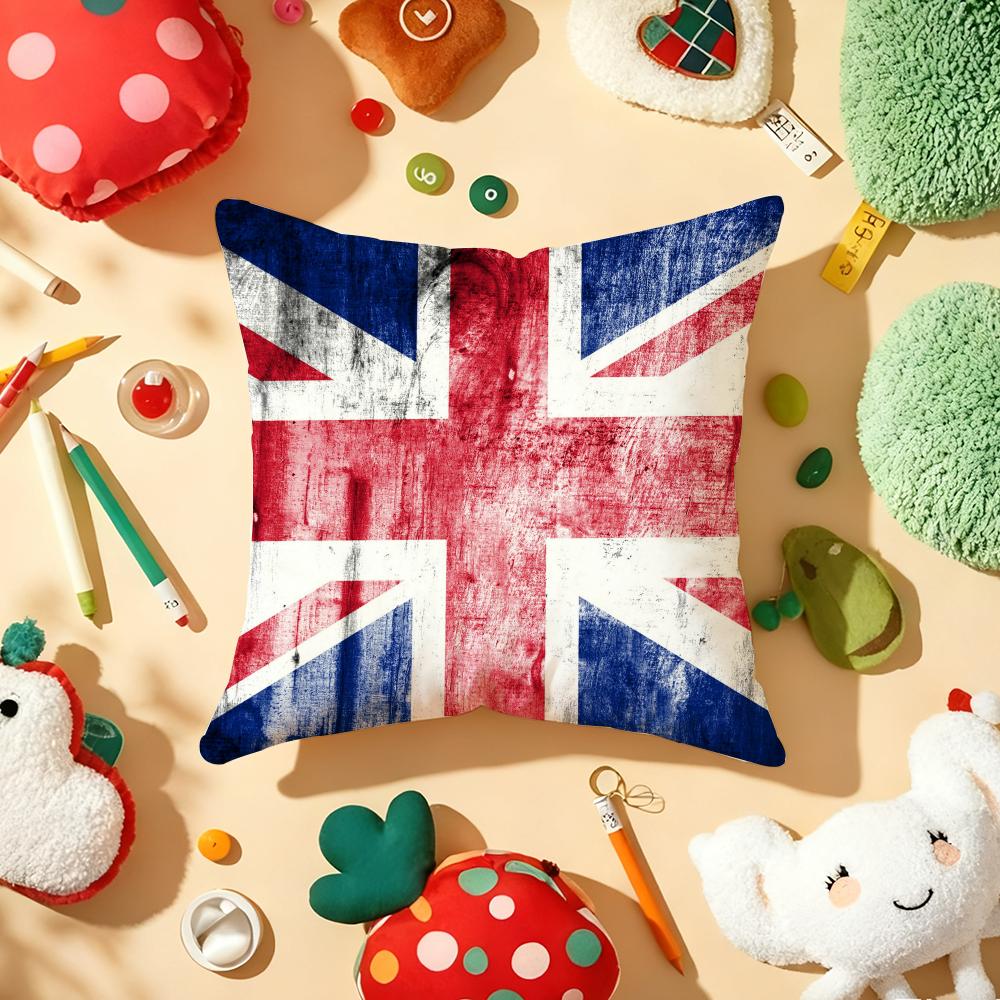 Union Jack Flag Cushion Cover Plush Fabric Soft DoubleSided Printed Sofa Warm Winter Home Gift Pillow Cover