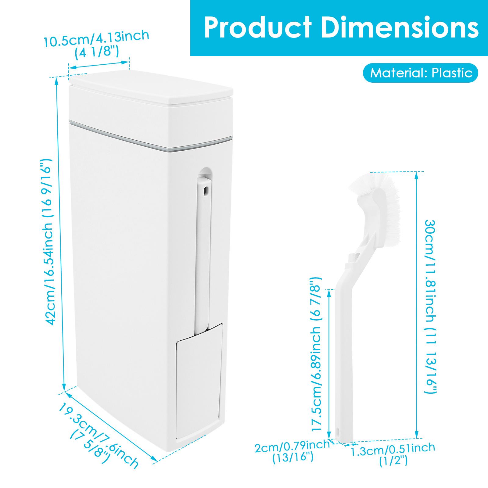 4.5L White Bathroom Trash Can with Toilet Brush Large Capacity Self Sealing Slim Bin Narrow Garbage Can Bathroom Accessories
