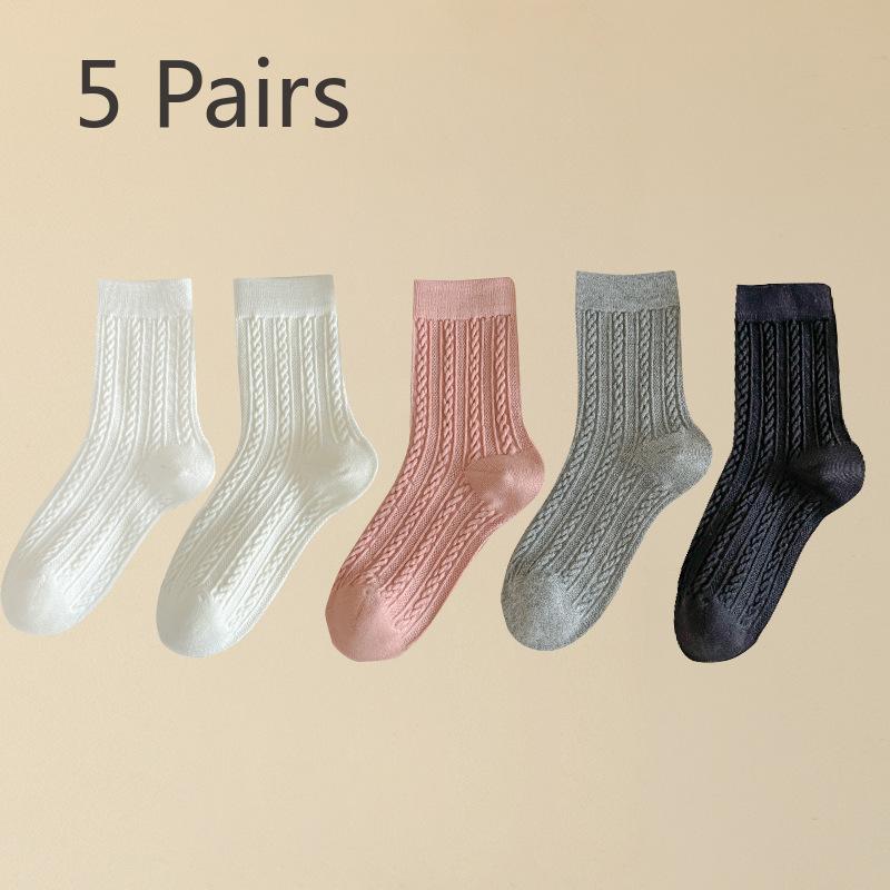 5 Pairs of Women s Winter Thickened Warm Twisted Boneless Middle Tube Pile Socks 5 Pairs