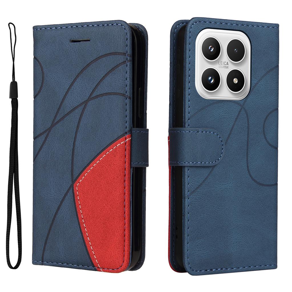 For Xiaomi 17 Leather Phone Case Stand Wallet with Bi-colour Splicing Design