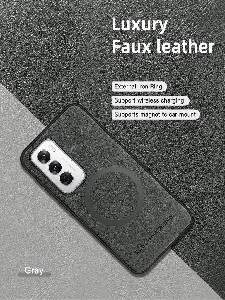 Custodia per telefono OPPO Reno 12 12 Pro in Pelle PU con Anello Magnetico, Bordo Morbido, Anti-Caduta, Anti-Impronte Digitali