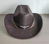 Western Suede Upturned Edge Western Cowboy Hat Men's and Women's Outdoor Travel Hat Rolled Brim Ethnic Style Top Hat Felt Hat