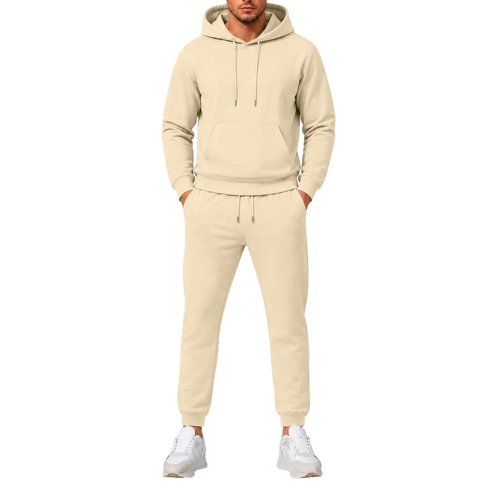 Men's Hooded Sweatshirt and Sweatpants Set Versatile Casual Athletic Outfit
