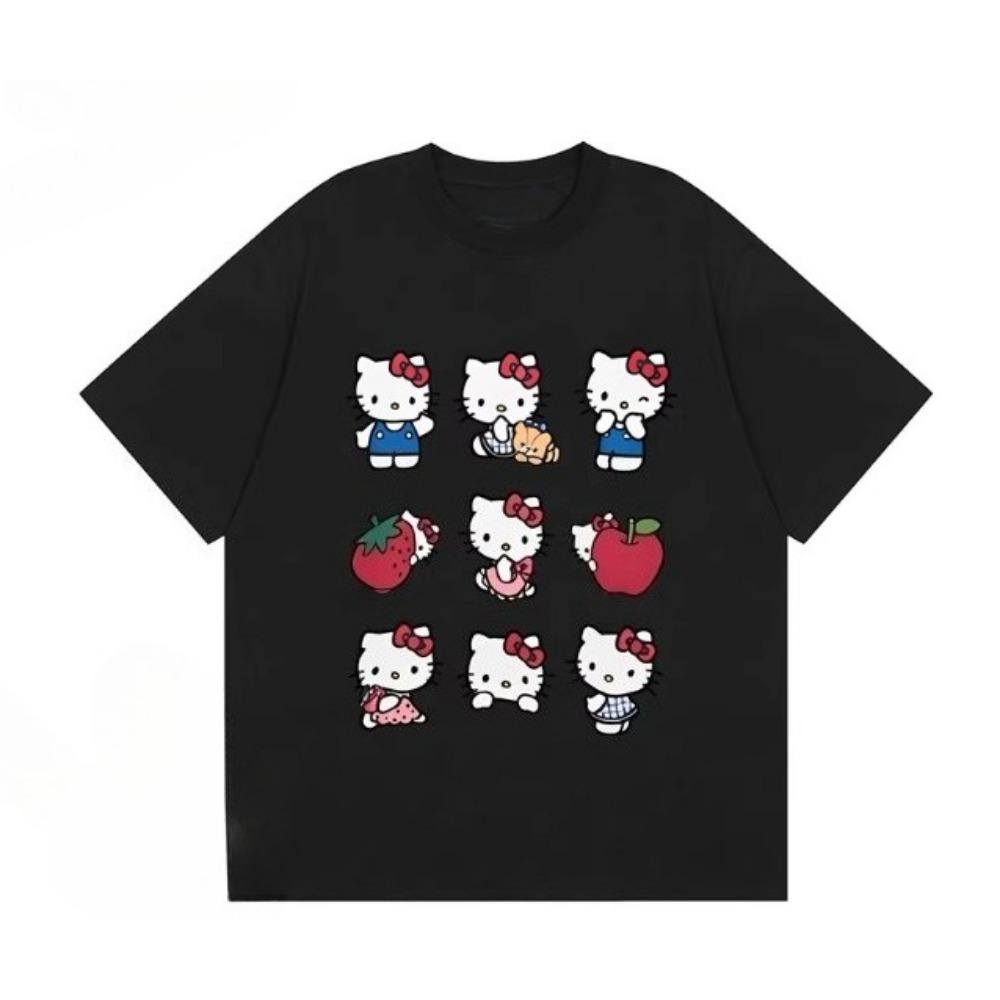 Hello Kitty Printed Cute Fashion Children's T-shirt Summer Daily Outdoor Sports and Leisure Street Short-sleeved