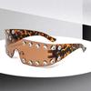 Non-polarized Rimless Rhinestone Sunglasses Women  Diamond Punk Shield Wrap Sun Glasses Vintage One-Piece Shades Frameless Goggle