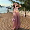 Seaside Wear Suit, Thailand Sanya Vacation Beach Skirt Pants, Bohemian Trousers, Chiffon Wide-leg Trousers, a Complete Set