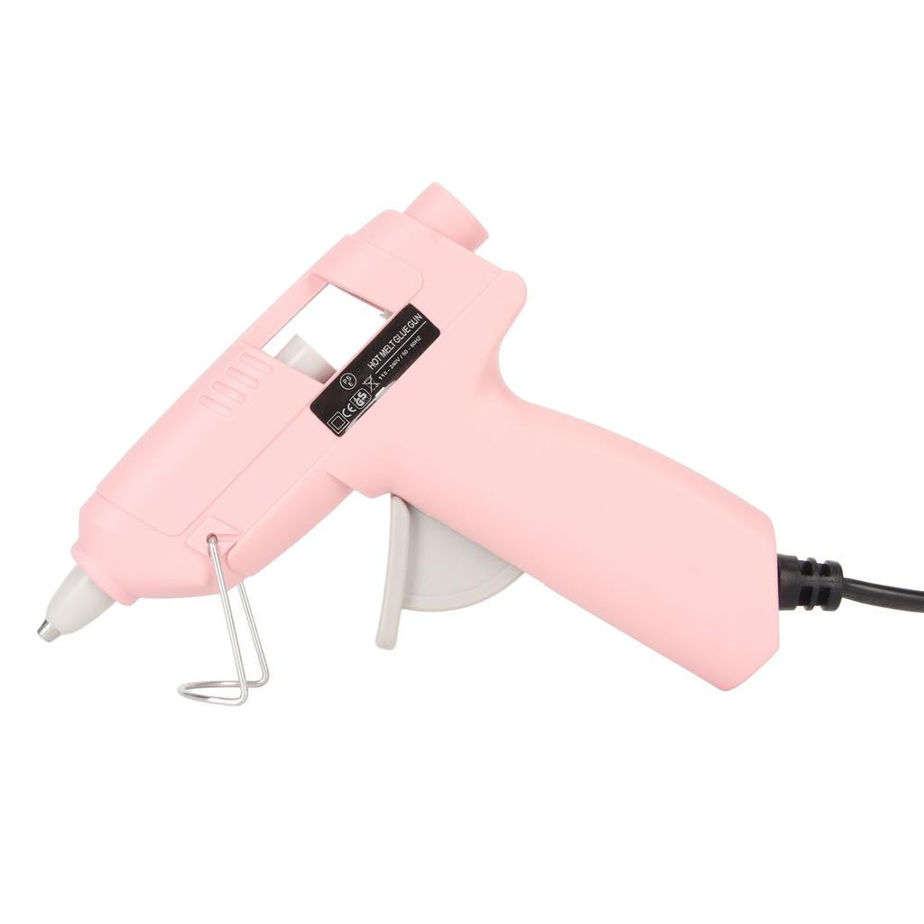 Hot Melt Glue Machine 20W Mini DIY Hot Glue Tool with 50 7mm Glue Sticks for Home School 110‑240V Pink EU Plug