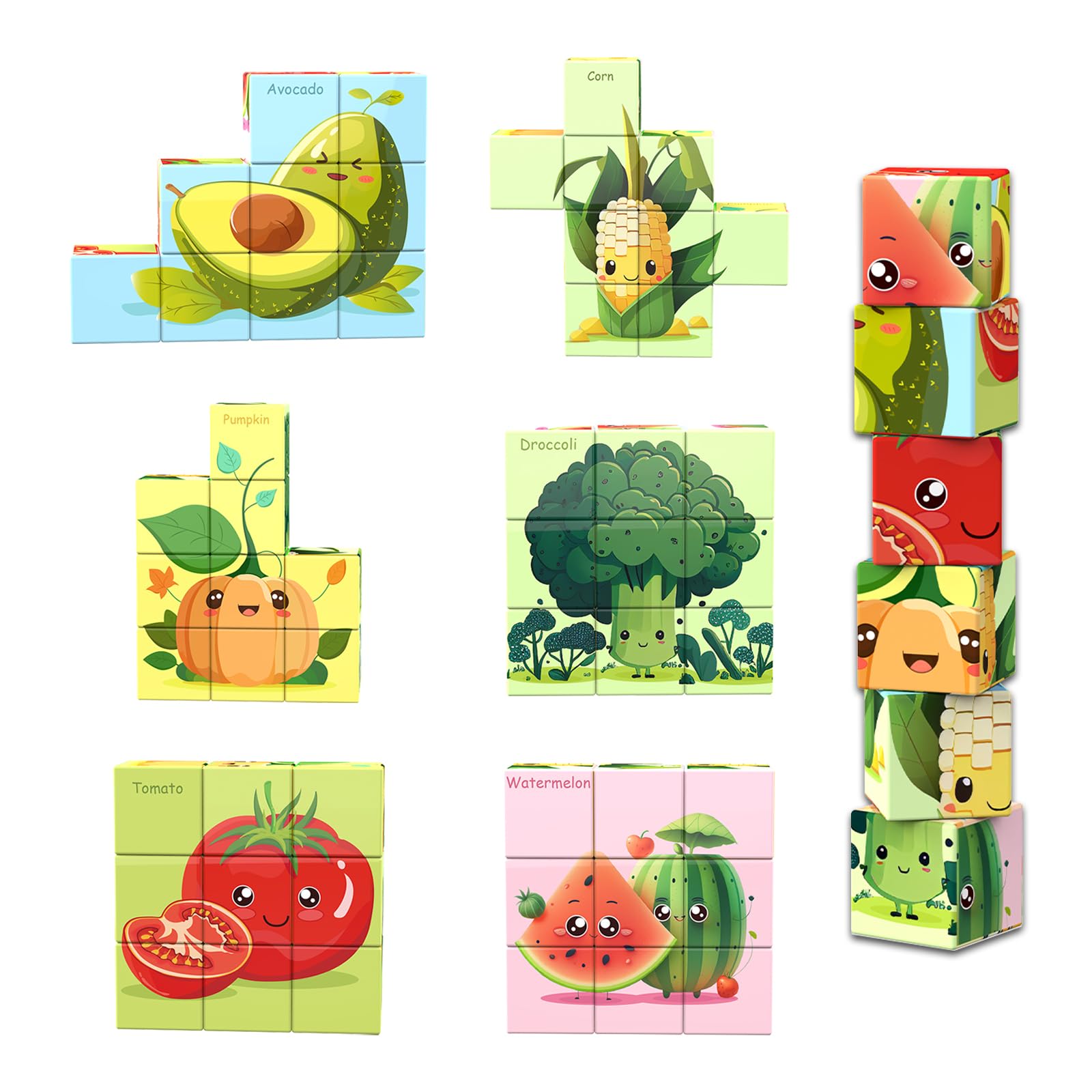 

AOMACO Магнитные блоки 3D-пазл, 6 тем, 6-сторонний пазл, узор Девяти дворцов, магнитные блоки, набор из 9 штук, развивающая игрушка, 3D-пазл, магнитный