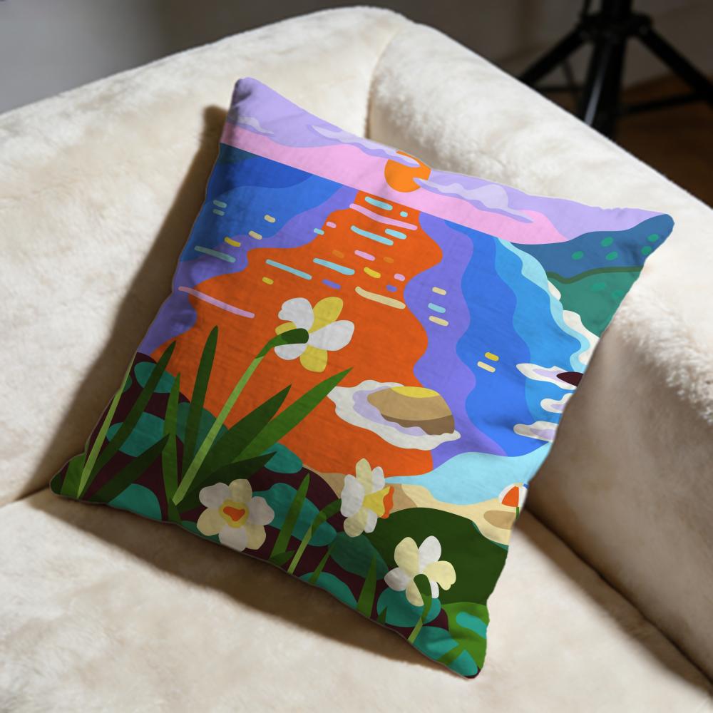 Geometric Landscape Cushion Cover Soft Decorative Pillow Case Suitable for Bedroom Sofa Car Travel Use