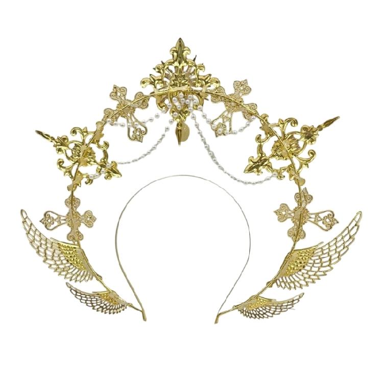 Heiligenscheine Kronen Marien Göttinnen Stirnband Göttinnen Kopfschmuck Kopfschmuck Tiaras Kronen Halloween Cosplay Hochzeitskostüm