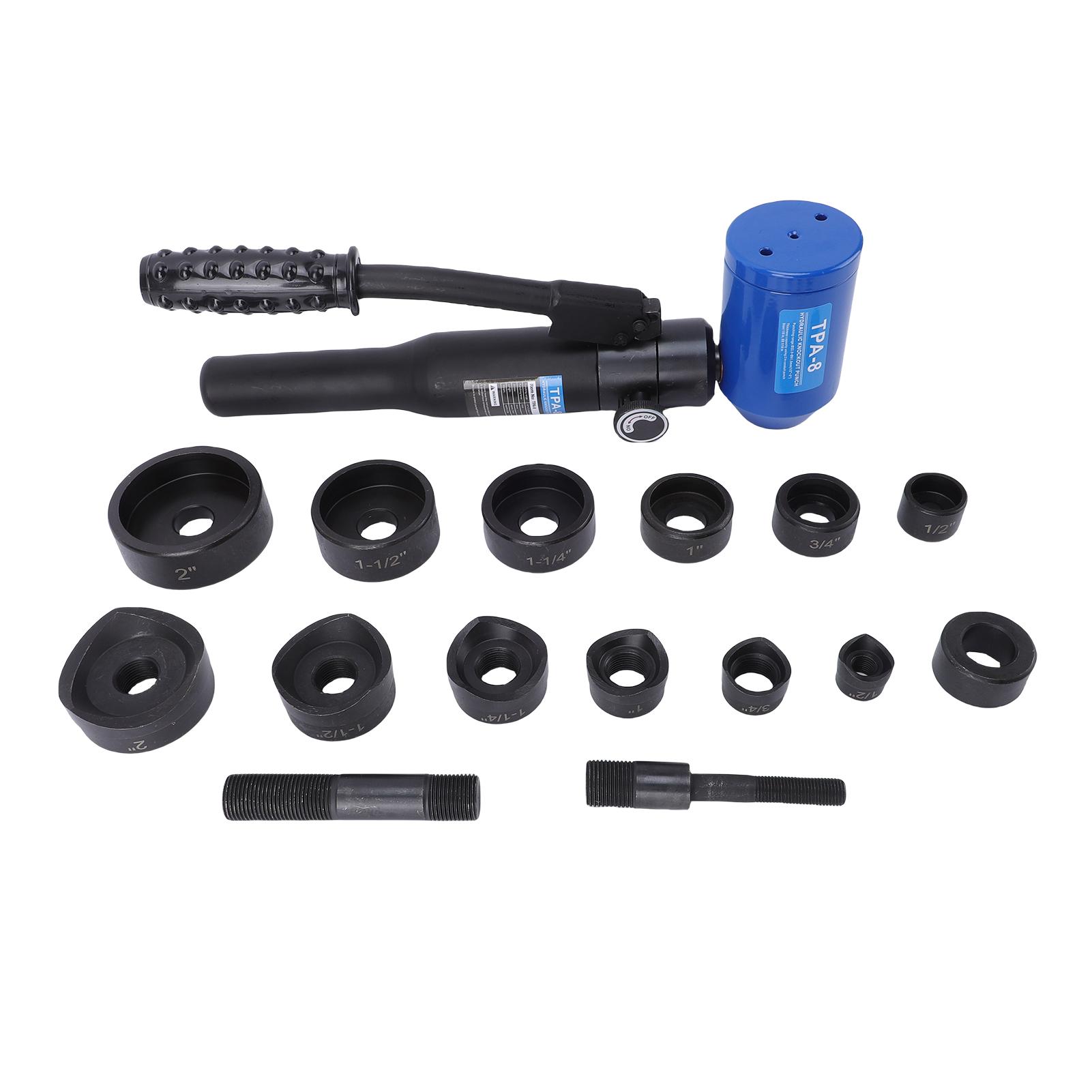 Kit de punzonadora hidráulica para agujeros con punzón 1/2 a 2 pulgadas Cortador de agujeros para conductos eléctricos Punzonadora de chapa metálica