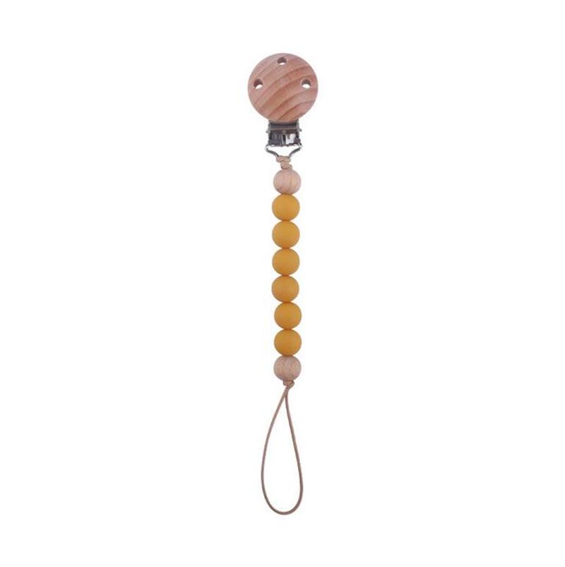Beech Wood Chew Silicone Bead Pacifier Clips Dummy Chain Holder Newborn Soother Chains Nipple Holder Baby Teething Toys Gifts